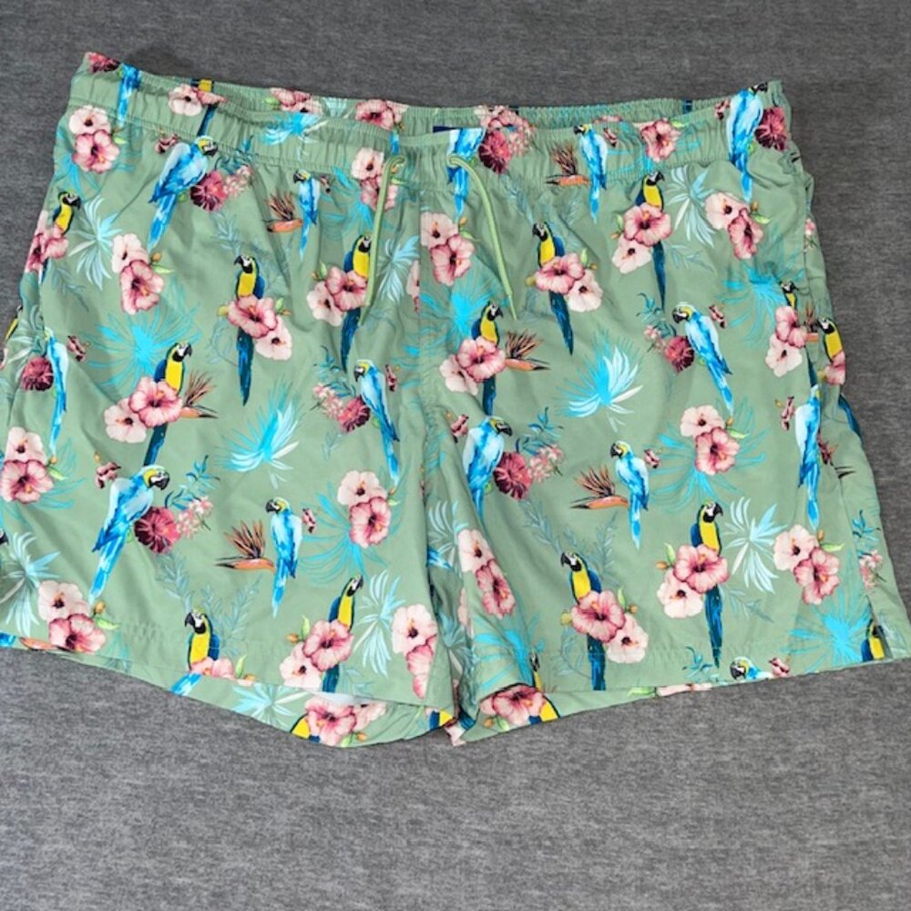 George Swim Trunks Mesh Lined Board Shorts 3X Parrot Above the Knee 3XL 48" Bird